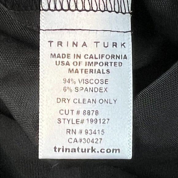 Trina Turk Molise Top Black Long Sleeve Cut Out Drape Neck Blouse Size Large NWT - Picture 10 of 11